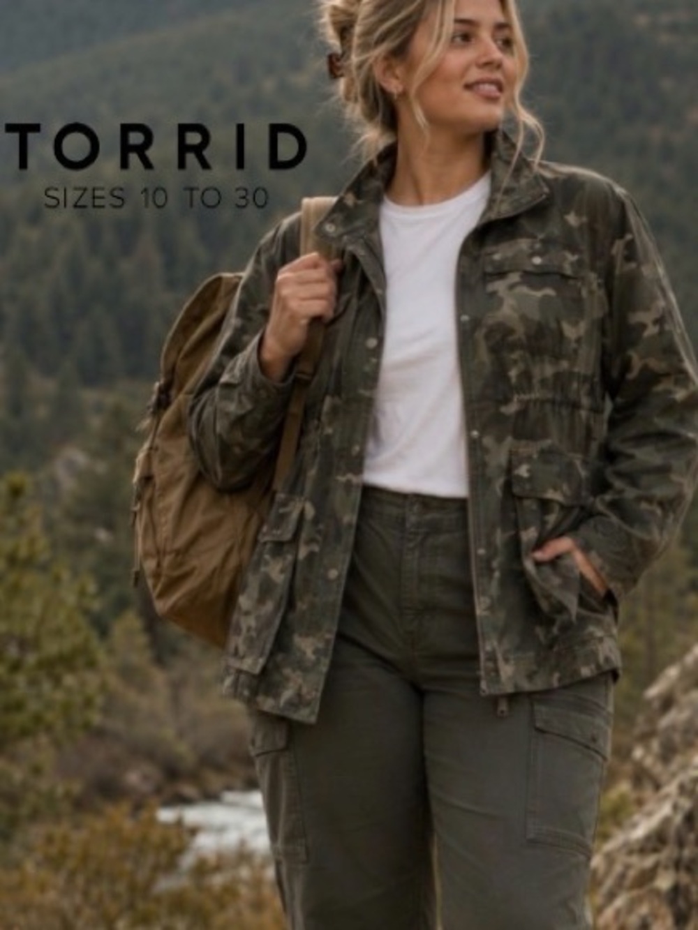 4X TORRID Cotton Camo Print Utility Jacket